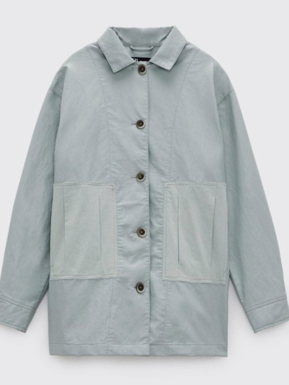 Zara Combination Women Overshirt Faux Leather Jacket